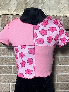 Y2K Pink Flower Crop Top
